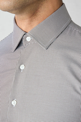 Koyu Kahve Uzun Kol Slim Fit Pamuklu Ekose Gömlek