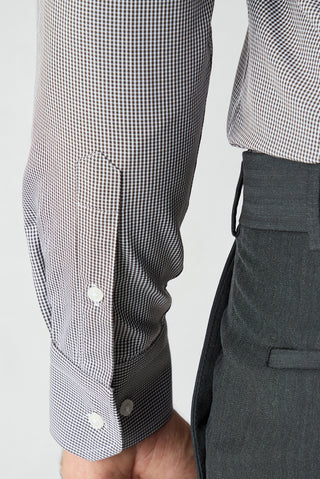 Koyu Kahve Uzun Kol Slim Fit Pamuklu Ekose Gömlek