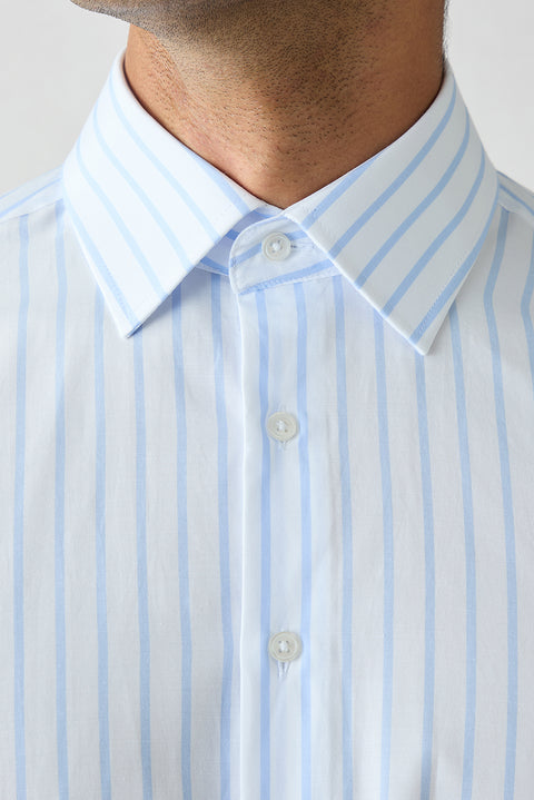 Light Blue Long Sleeve Regular Fit Striped Shirt
