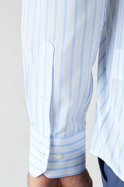 Light Blue Long Sleeve Regular Fit Striped Shirt