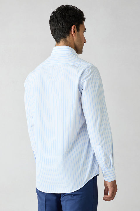 Light Blue Long Sleeve Regular Fit Striped Shirt