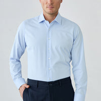 Light Blue Long Sleeve Slim Fit Cotton Dobby Shirt