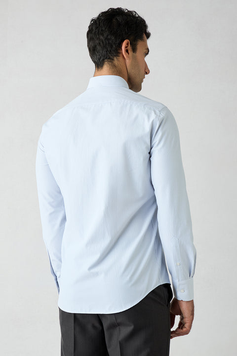 Medium Gray Long Sleeve Slim Fit Cotton Striped Shirt