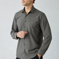 Medium Brown Long Sleeve Regular Fit Plain Shirt