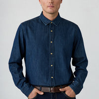 Koyu Lacivert Uzun Kol Regular Fit Denim Gömlek