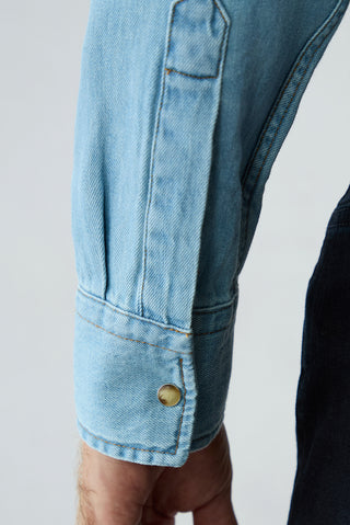 Açık Mavi Uzun Kol Regular Fit Denim Gömlek