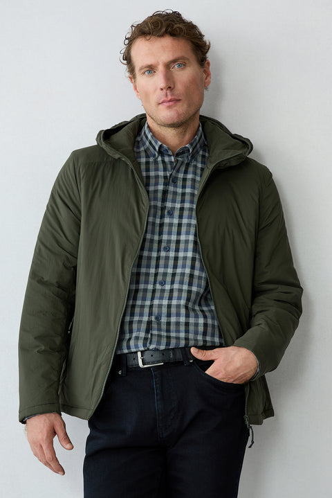 Khaki Long Sleeve Regular Fit Plaid Cotton Shirt