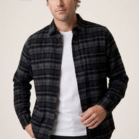 Dark Anthracite Regular Fit Flannel Plaid Long Shirt