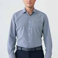 Dark Navy Long Sleeve Regular Fit Plaid Cotton Shirt