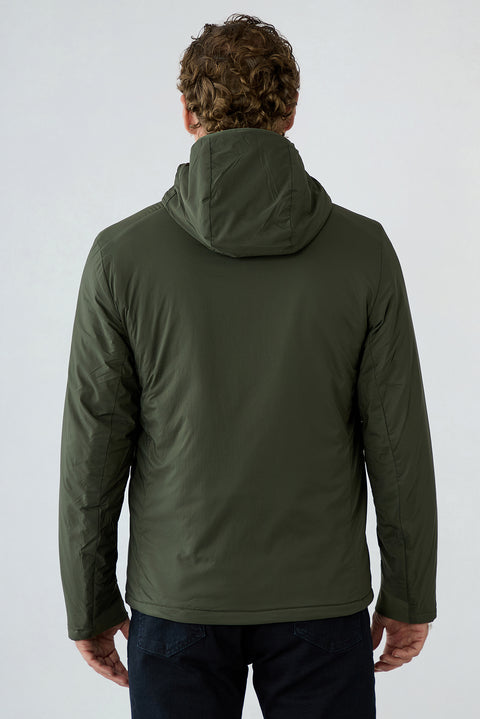 Mid Khaki Regular Fit Plain Hooded Jacket