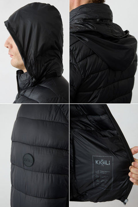Black Regular Fit Stand-Up Collar Plain Quilted Casual Jacket
