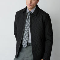 Black Regular Fit Shirt Collar Snap Button Jacket
