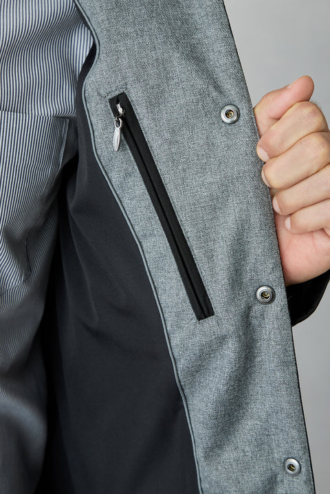 Black Regular Fit Shirt Collar Snap Button Jacket