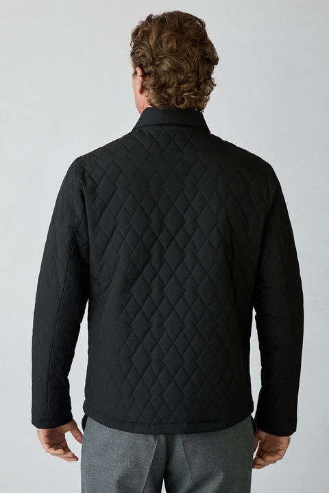 Black Regular Fit Shirt Collar Snap Button Jacket