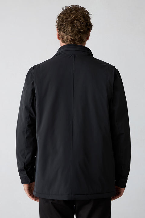 Black Regular Fit Stand-Up Collar Casual Coat
