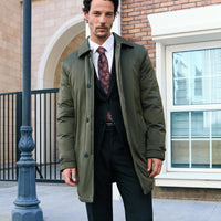 Medium Khaki Regular Fit Plain Bonded Overcoat