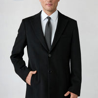Black 6 Drop Regular Fit Notch Lapel Plain Coat