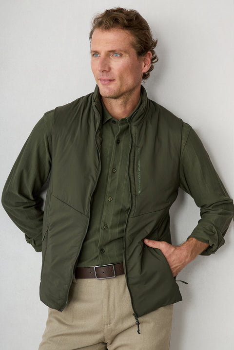 Medium Khaki Regular Fit Plain Bonded Vest