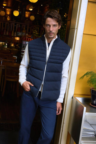 Koyu Lacivert Regular Fit Düz Bonded Yelek