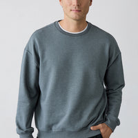 Orta Antrasit Bisiklet Yaka Regular Fit Oversize Pamuklu Basic Sweatshirt
