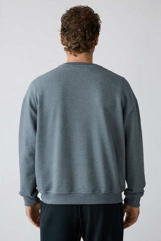 Orta Antrasit Bisiklet Yaka Regular Fit Oversize Pamuklu Basic Sweatshirt