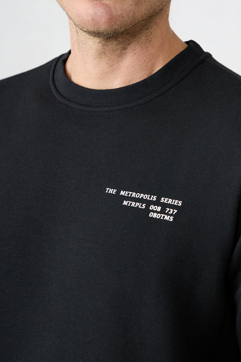 Black Crew Neck Oversized Cotton Sweatshirt