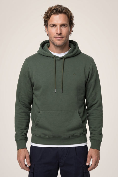 Medium Khaki Hooded Regular Fit Cotton Sweatshirt