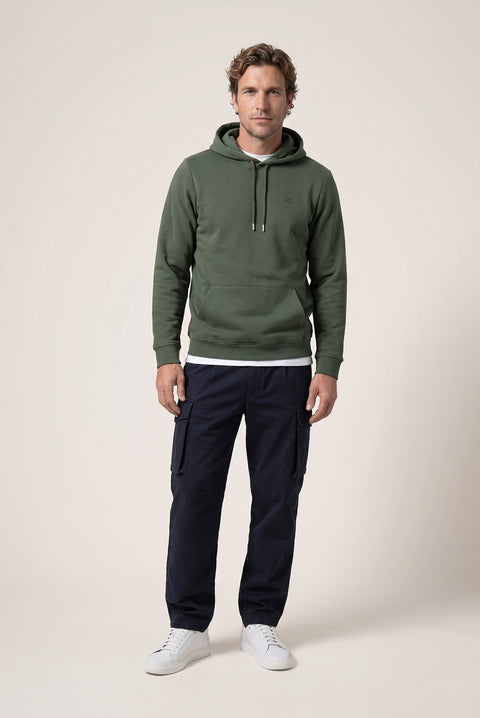 Medium Khaki Hooded Regular Fit Cotton Sweatshirt