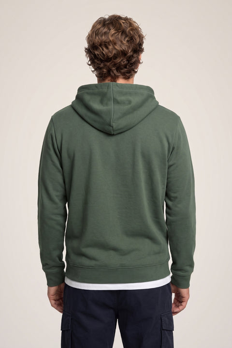 Medium Khaki Hooded Regular Fit Cotton Sweatshirt