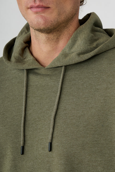 Orta Haki Melanj Kapüşonlu Regular Fit Pamuklu Sweatshirt