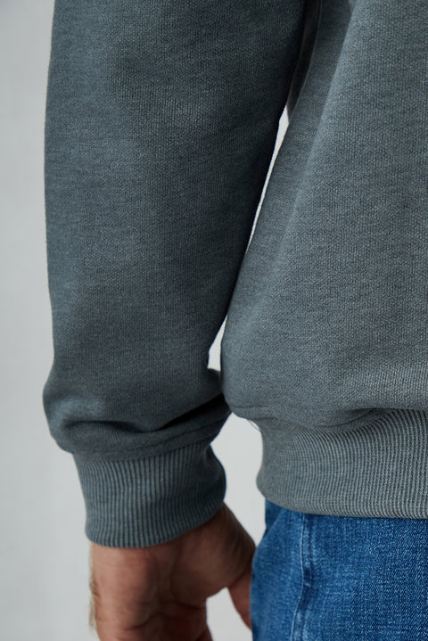 Orta Antrasit Kapüşonlu Regular Fit Pamuklu Sweatshirt
