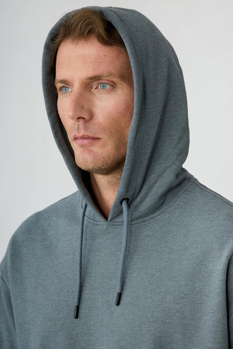 Orta Antrasit Kapüşonlu Regular Fit Pamuklu Sweatshirt