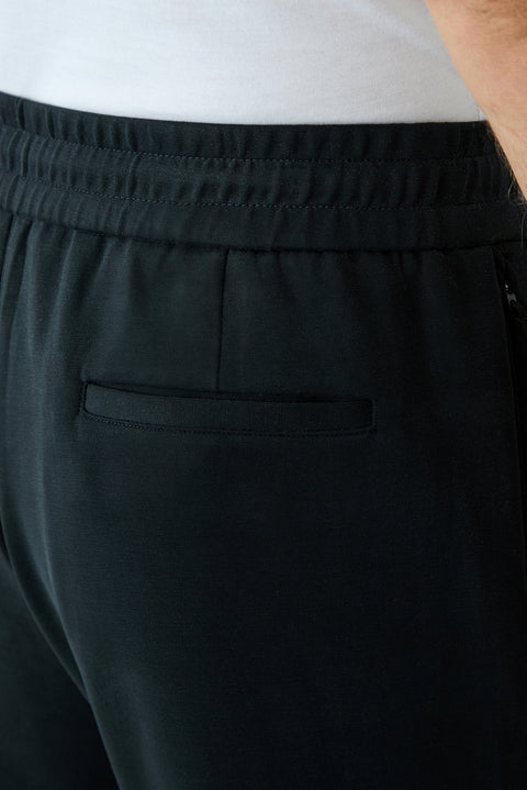 Dark Navy Regular Fit Lycra Plain Drawstring Elasticated Sweatpants