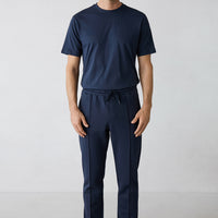 Koyu Lacivert Beli Lastikli İpli Pamuklu Cepli Sweatpant / Eşofman Altı