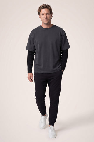 Siyah Beli Lastikli İpli Cepli Pamuklu Sweatpant / Eşofman Altı