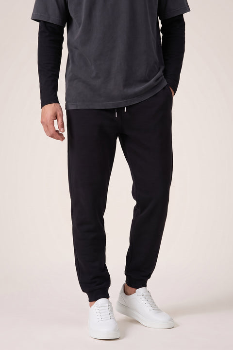 Black Regular Fit Cotton Sweatpants with Drawstring Waist