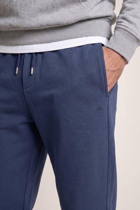 Dark Navy Regular Fit Cotton Drawstring Elasticated Sweatpants