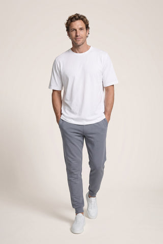 Orta Antrasit Beli Lastikli İpli Cepli Pamuklu Sweatpant / Eşofman Altı