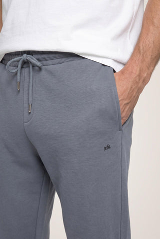 Orta Antrasit Beli Lastikli İpli Cepli Pamuklu Sweatpant / Eşofman Altı