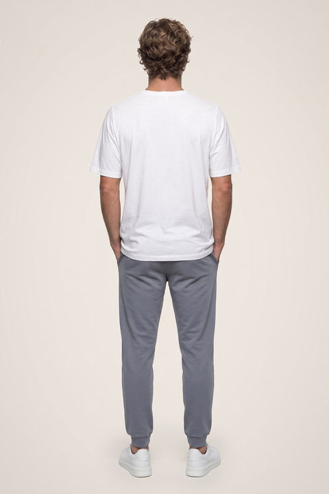 Medium Anthracite Regular Fit Cotton Sweatpants with Drawstring Waistband
