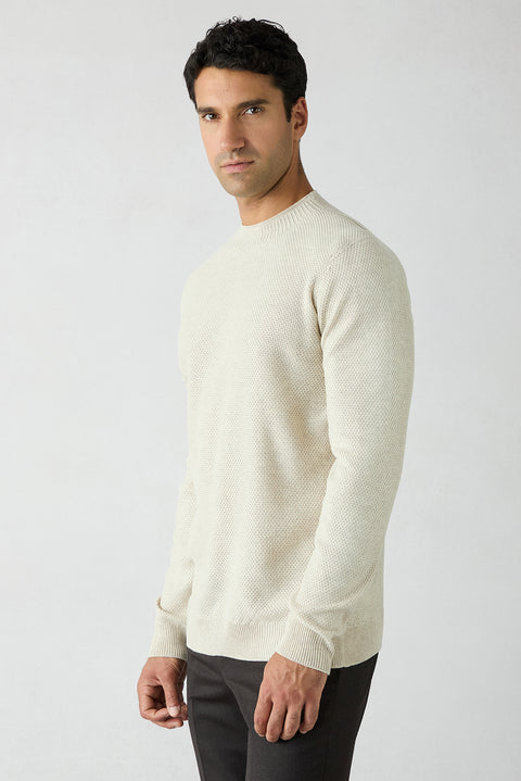 Open Beige Marl Bateau Neck Regular Fit Knit Sweater