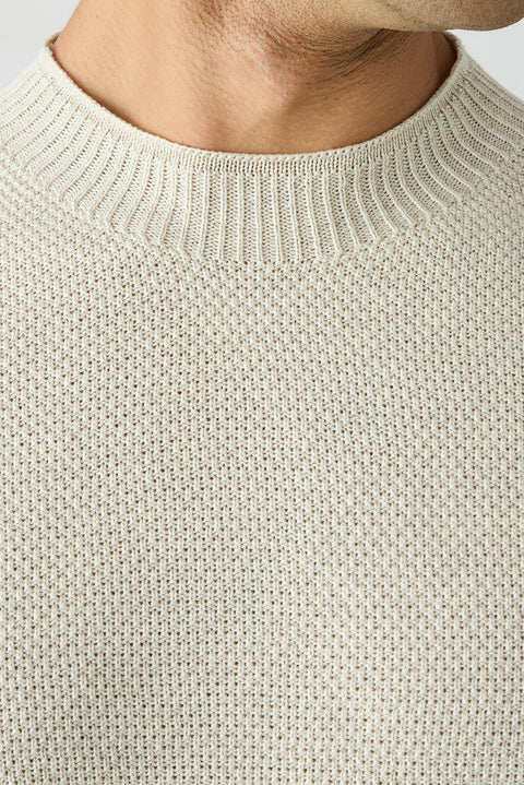Open Beige Marl Bateau Neck Regular Fit Knit Sweater