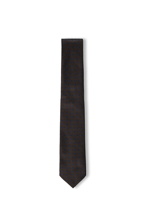Medium Brown Geometric Pattern Tie (7.5 cm)