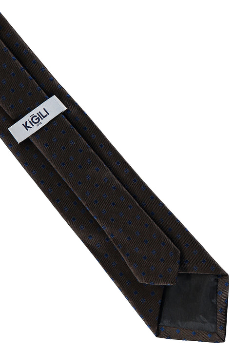 Medium Brown Geometric Pattern Tie (7.5 cm)