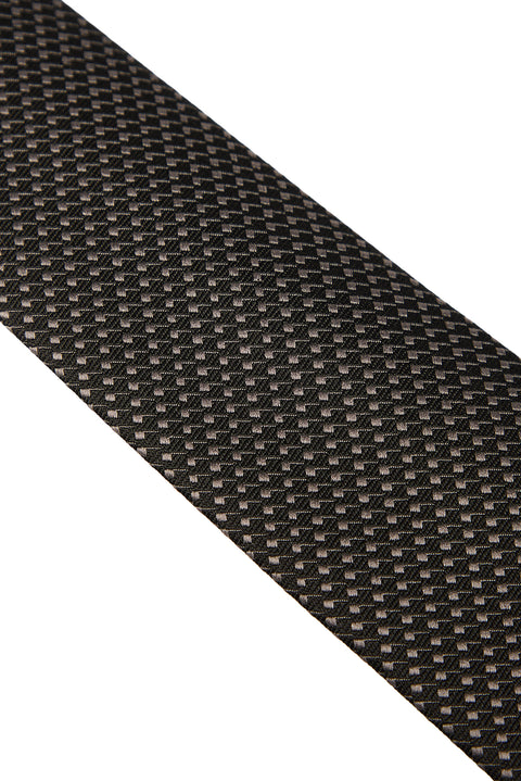 Black Armure Patterned Tie (7.5 cm)