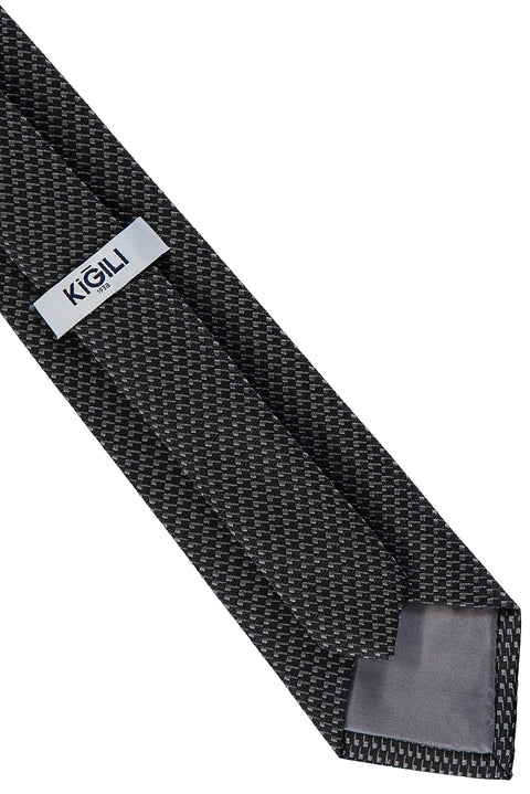Black Armure Patterned Tie (7.5 cm)