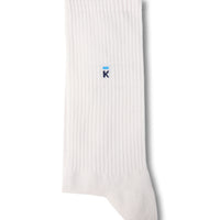 White Single Cotton Blend Patterned Ankle Socks