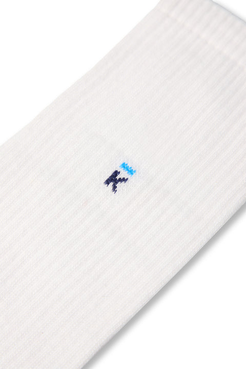 White Single Cotton Blend Patterned Ankle Socks