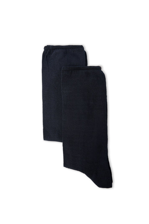 Dark Navy 2-Pack Cotton Plain Non-Elasticated Ankle Socks