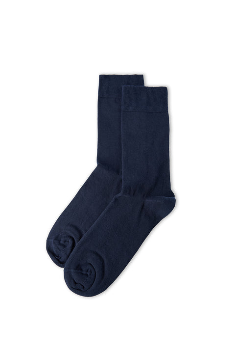 Dark Navy Single Organic Cotton Blend Plain Ankle Socks